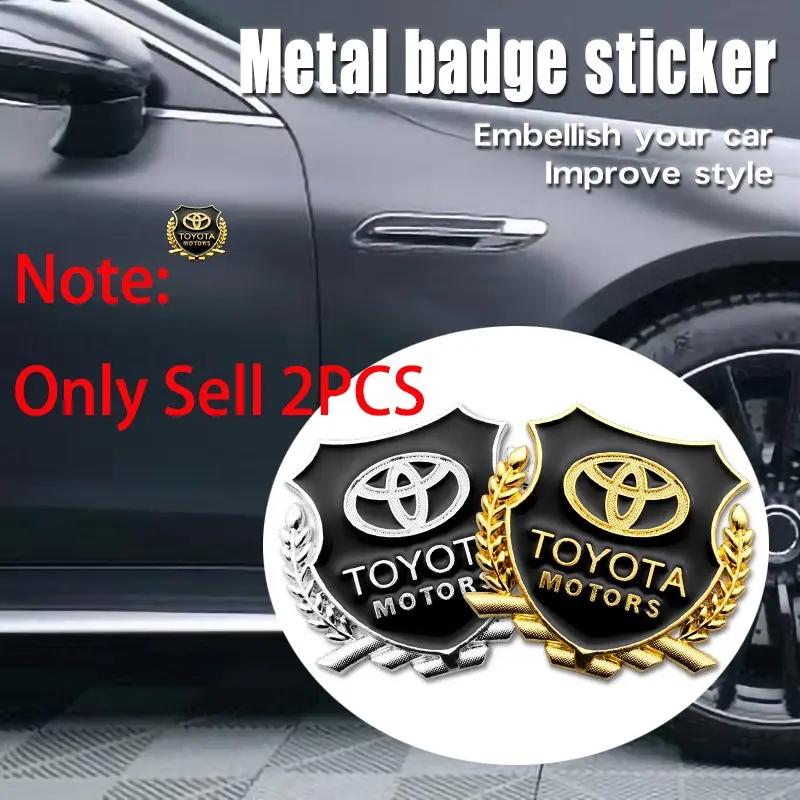 Metal car trunk side window wheat ear badge sticker decal for Toyota Corolla GRsport C-hr Rav4 86 Avensis T25 Auris Land Cruiser Yaris Hilux Prius Camry Crown Aygo automatic door trunk fender decoration protective sticker