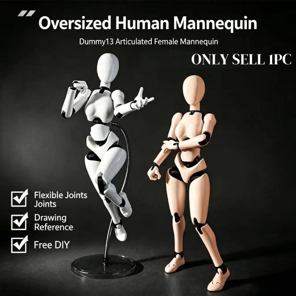 Upgrade Large Version Dummy13 Female Body Model, Full Joint Movement, Ideal for Drawing Practice, DIY Makeup, Desktop Decoration