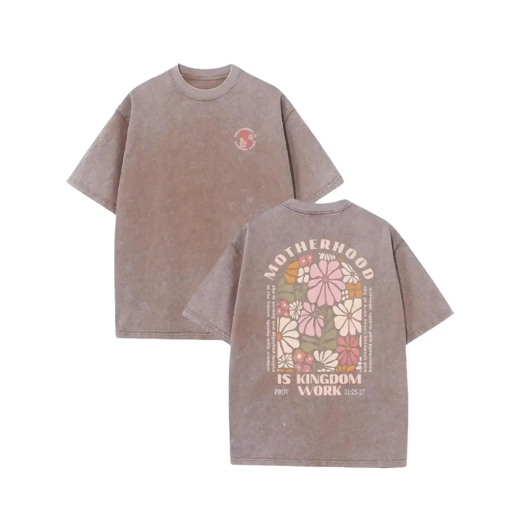 Men's Vintage Graphic T-Shirt, 230g Washed Short Sleeve Round Neck, Fitted Streetwear with Distressed Batik Print, Holiday Gift, Tshirt