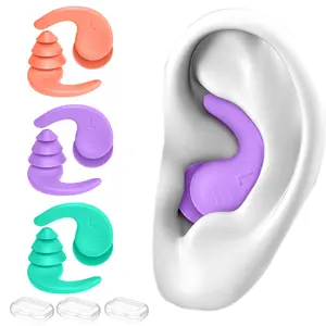Swimming earplugs silicone upgraded adult noise reduction sleeping silent swimming waterproof earplugs