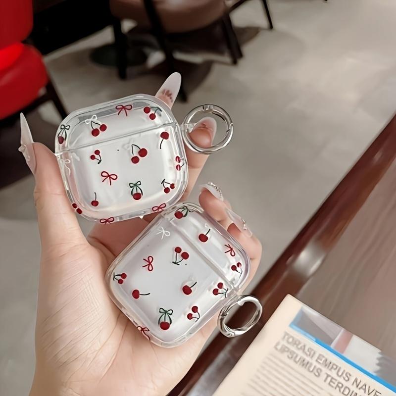 Cute Cherry Bow Design Case Suitable for Apple Headphones, Providing Drop Protection And Scratch Resistance for Airpods Charging Case