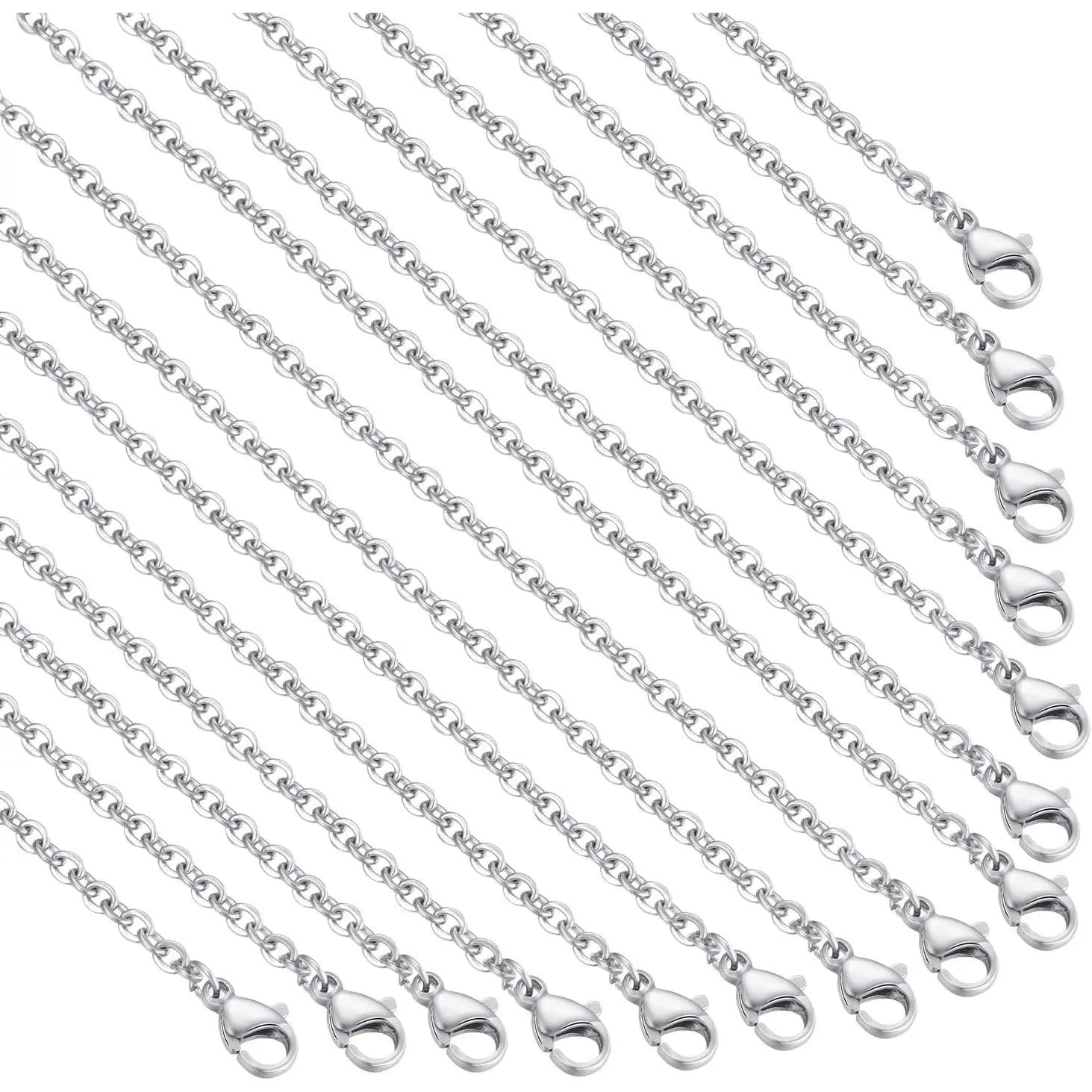 30 Pack 16 Inch Necklace Chain Stainless Steel Link  Chain Necklace with Lobster Clasps for DIY  Making