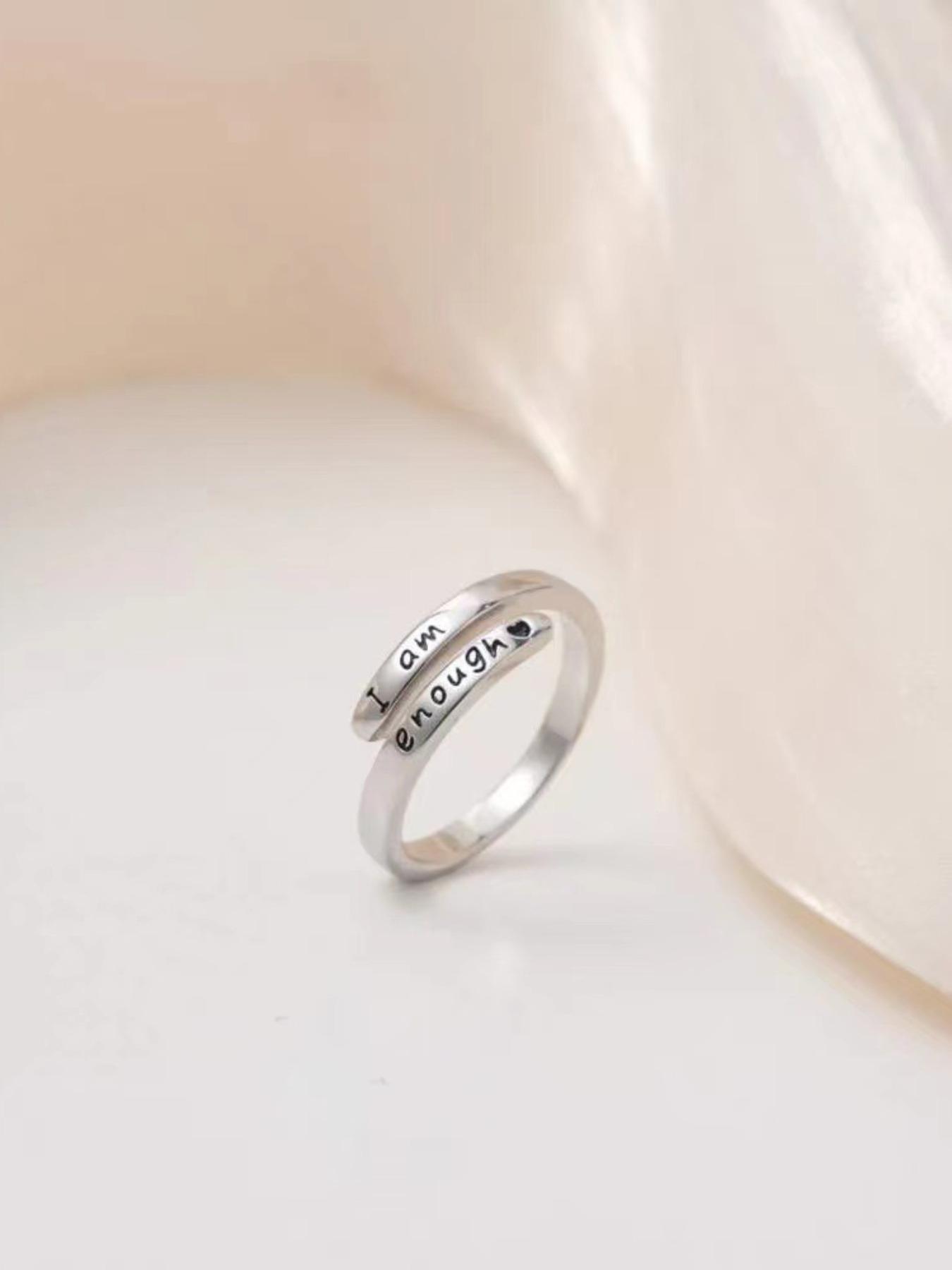 Simple Letter Engraved Cuff Ring, Adjustable Ring for Women & Men, Fashion Accessories for Daily Wear, Trendy All-match & Exquisite Jewelry for Birthday Gift, Wedding Promise Rings