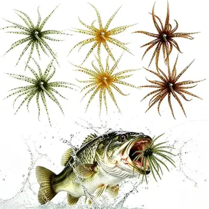 6 Pcs Fuzzy Dice Fishing Lure, Dice Baits for Bass Fishing Soft Tentacle Creature Lure with Reflective Glitter Sea Urchin Bait for Multiple Rigs, Slow Sinking, Freshwater/Saltwater