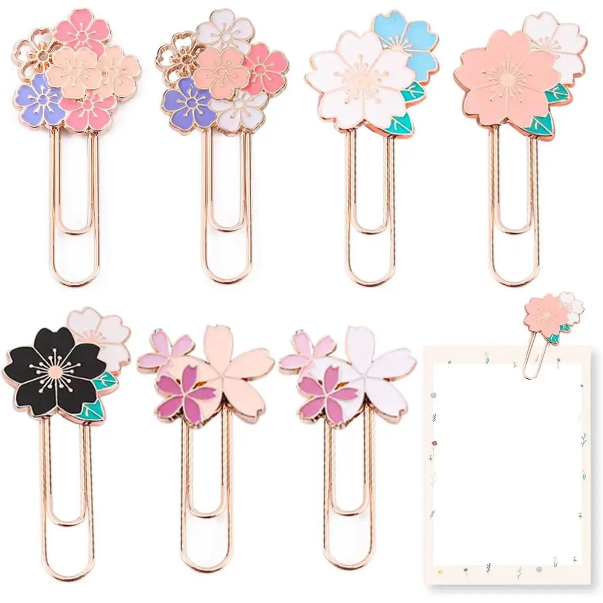 7 count Cherry Paper Clips Metal Paperclip Large Size Paper Clip Cute Bookmark Colorful Office Supplies Present for Teacher & Students, Bookmark Clamp Desk Accessories Stationery for School