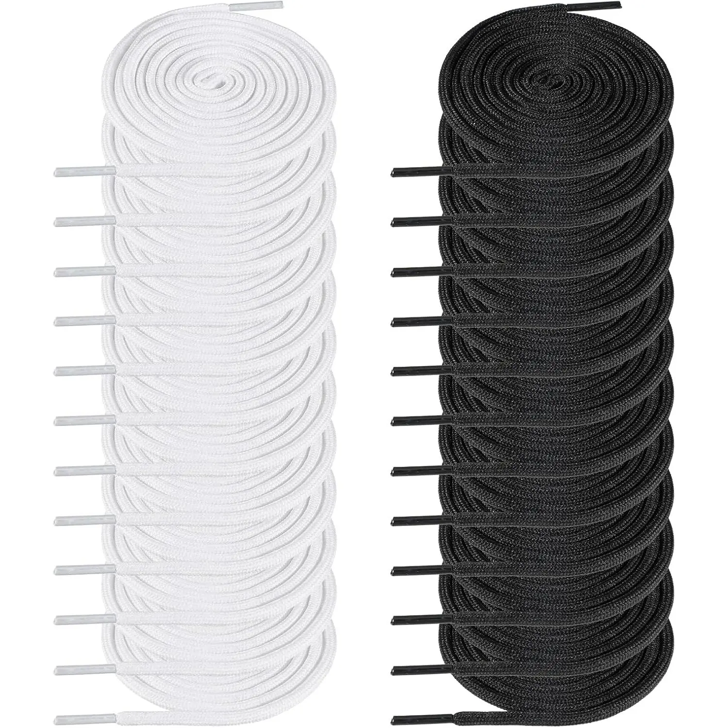 Round Shoe Laces for Sneakers, 12 Pairs '' Long Shoelaces Black White Shoe Strings for Men Women Canvas  Shoes Athletic Running Shoes Boots
