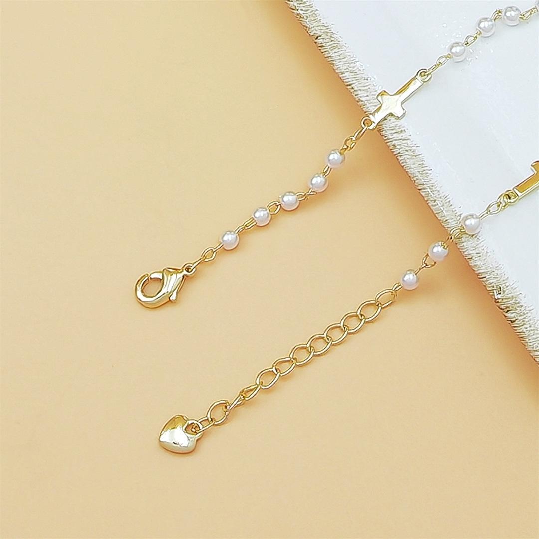 Trendy Pearl Lock & Cross Bracelet for Women, Minimalist Luxury Design, Delicate High-End Fashion Jewelry, Lightweight & Versatile for Daily Wear, Dates, Parties & Meaningful Gift Giving