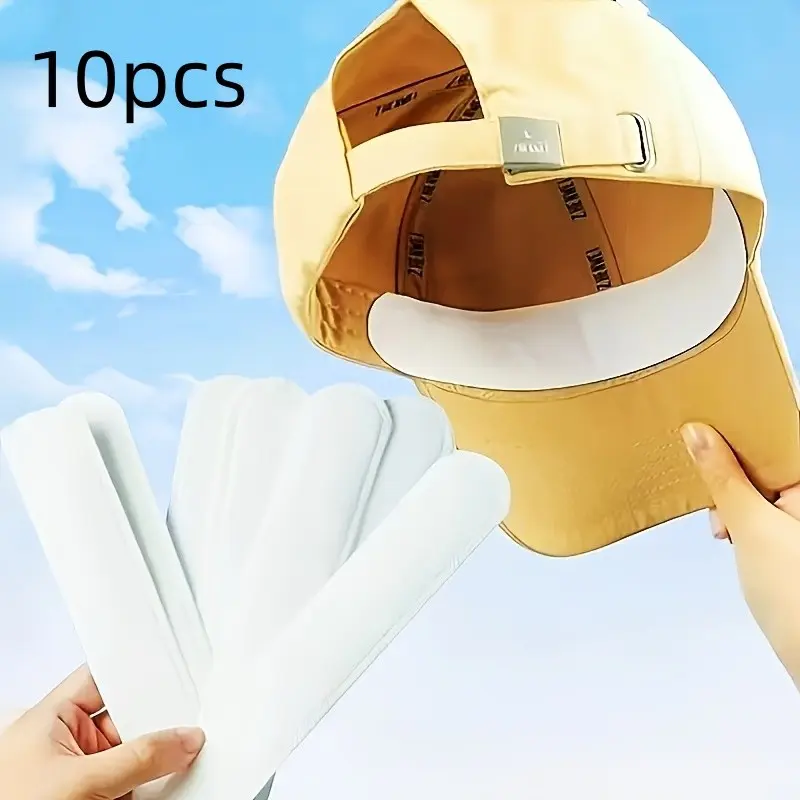 10-Pack Self-Adhesive Disposable Collar Protectors, Odor-Free All-Day Freshness, Adjustable Liner, for Golf Hats, Baseball Caps, Collars