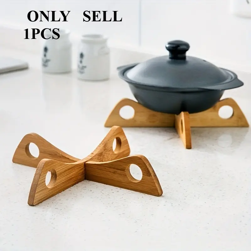 Bamboo Wooden Pan Dish Pot Trivet Detachable Cooling Rack Stand, Heat Resistant Mats Cross Holder for Hot Dishes Pot Bowl Teapot