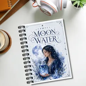Moonwater, Celestial Ritual Log and Planning Book - Lunar Phase Calendar Notebook with Twelve Constellations, suitable for meditation, witchcraft, purification, beauty practice, spiral bound diary, suitable for Wiccans, astrological gifts