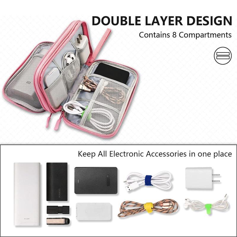 Portable Multi-Grid Storage Bag, 1 Set Waterproof Travel Cable Storage Bag, Compact Cable Organizer for Home, Office, Travel and Summer Vacation, Versatile Travel Accessory