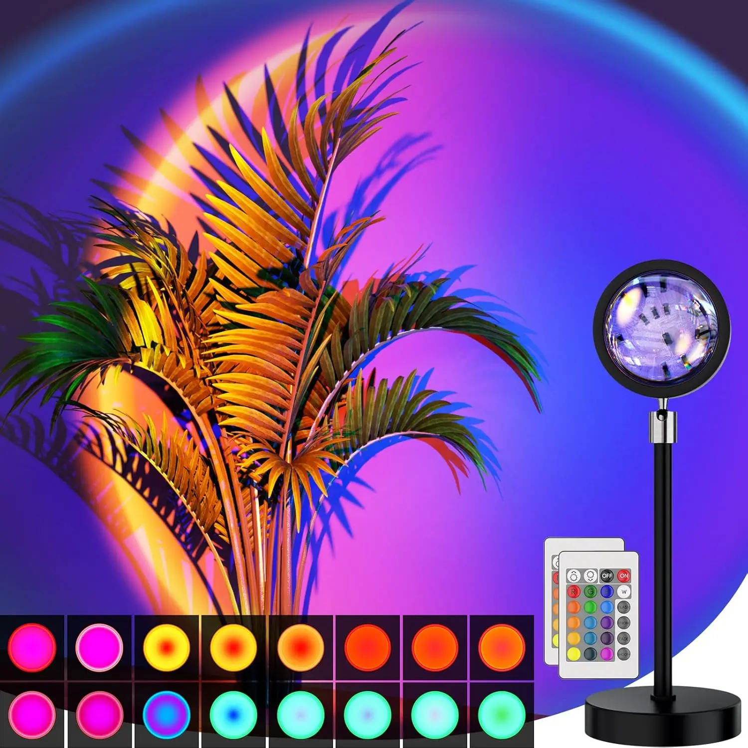 Sunset Lamp Projection Led Lights with Remote,APP Multicolor Night Light 360° Rotation Rainbow Lights 4 Modes Setting for Photography/Selfie/Party/Home/Living Bedroom Decor, Gifts for Women