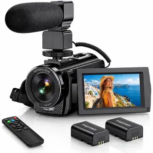 Video Camera Camcorder FHD 1080P 24MP 3.0" 270? Rotation IPS Screen 16X Digital Zoom YouTube Vlogging Camera Recorder with Microphone, Remote Control, 2  & Webcam Function