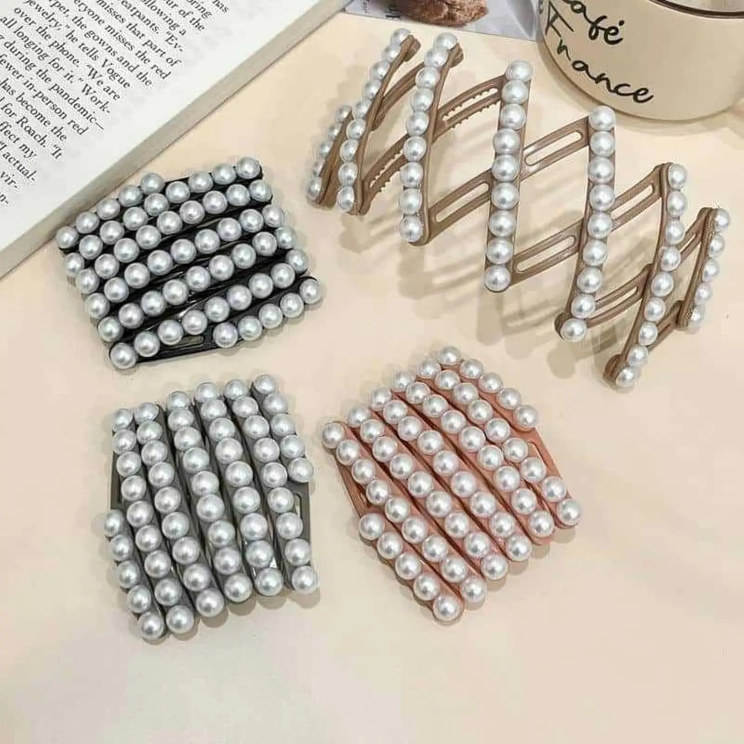 Foldable hair clip, 3-piece women's folding solid color hairpin set, No Trace Flat Large Hair Clip, Elegant Minimalist Frosted Solid Color Hair Clips for Daily Wear, Ideal Gifts for Her