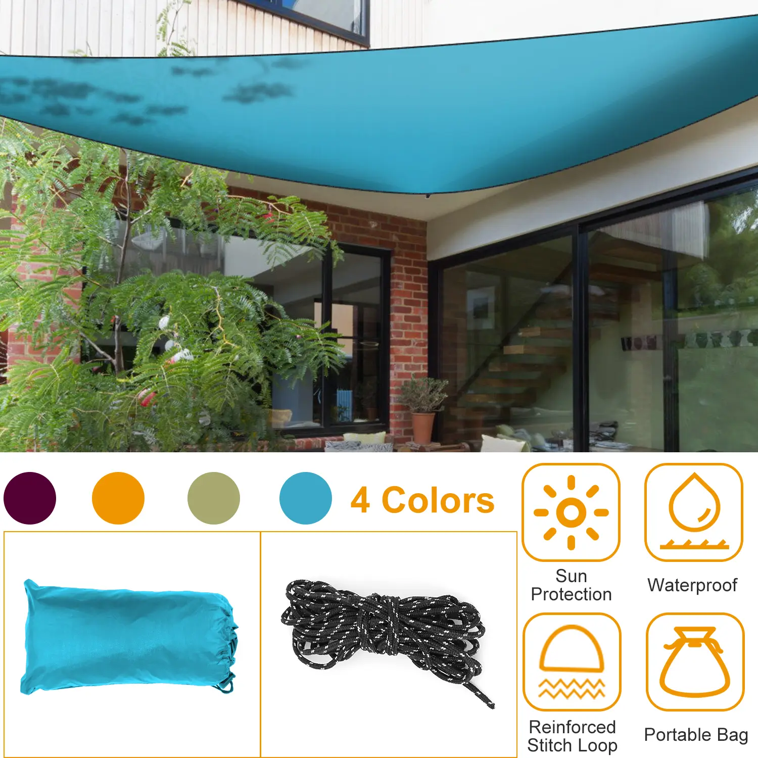 Triangle Shade Sail Canopy, UV Sun Shade for Patio, Backyard & Playground, Portable Outdoor Shade Cover for Camping, Garden, Picnic & Pergola,Sports & Outdoors