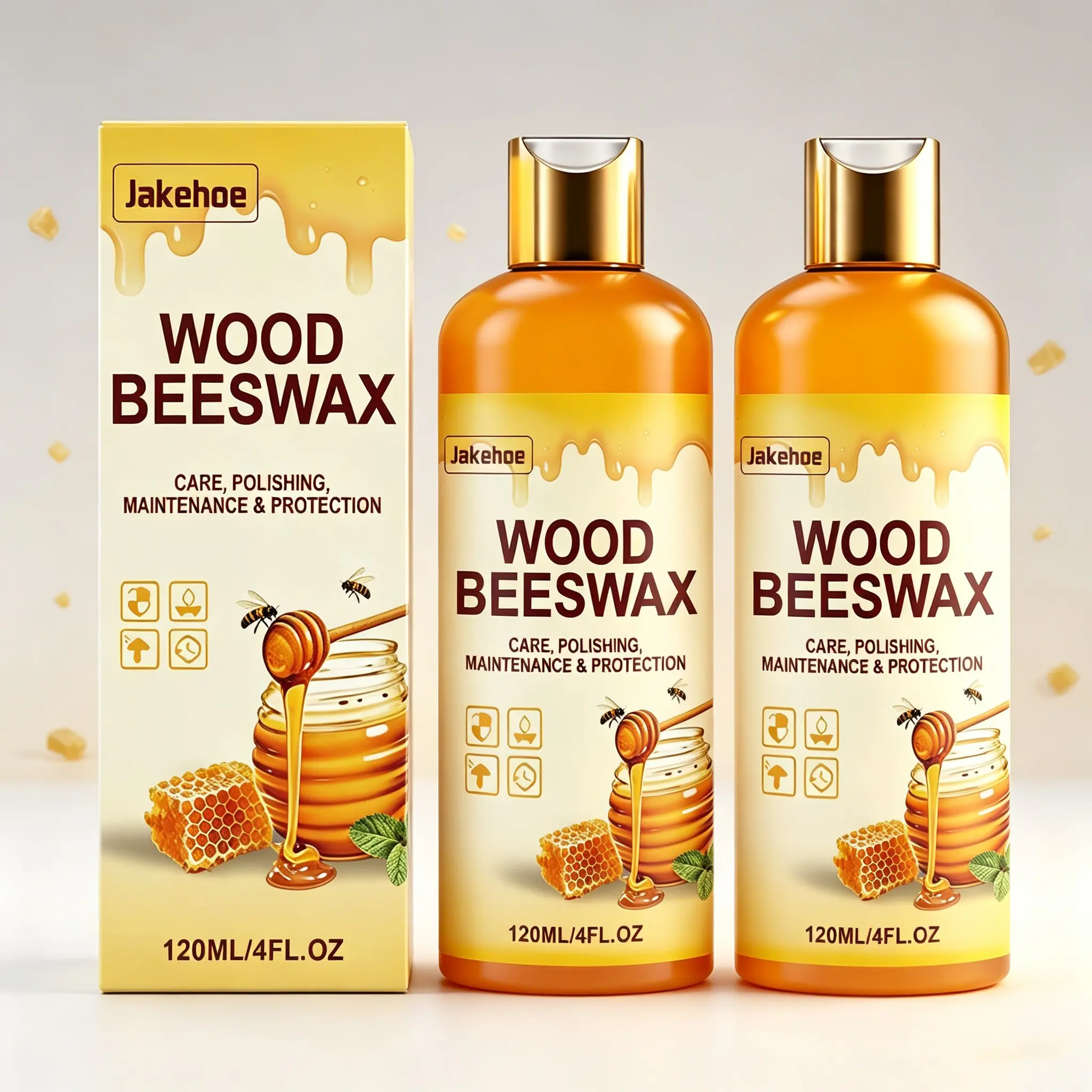 2-Pack Beeswax Furniture Polish Care Agent (120ML*2), Safe for Surfaces, Wood Furniture Polishing Renovation, Natural Shine, Smooth Finish, Protects Furniture