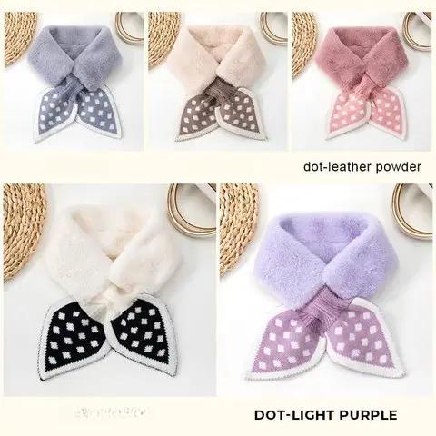 Buy One, Get the Second at Half Price|All-match Thick Plush Scarf Ultra-Soft & Warm with Peach Heart Wavelet Dot Houndstooth Polka Dot & Diamond Grid Patterns for Winter Style and Comfort