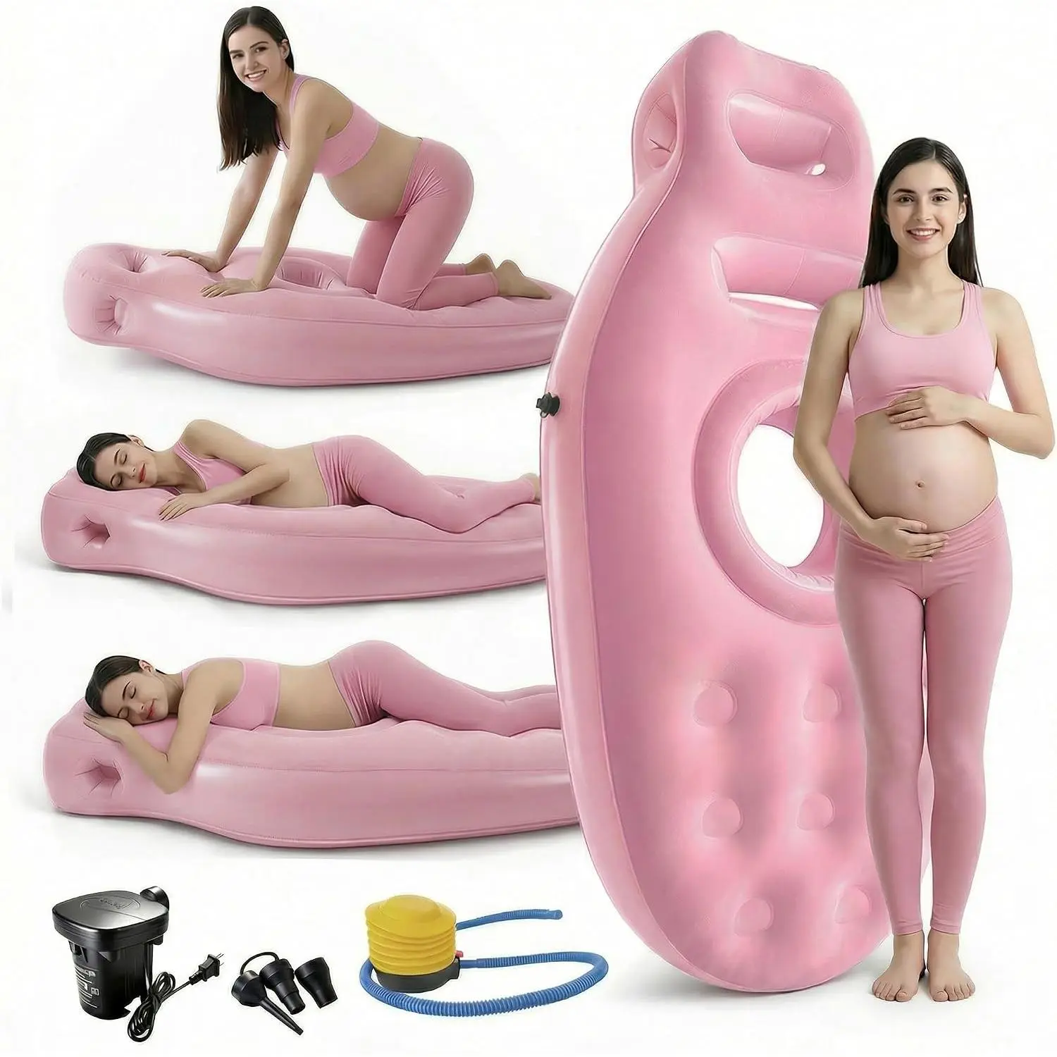 Inflatable Nest Pregnancy Pillow with Belly Hole, Wide & Tall| Belly mattress for stomach sleepers; prenatal massage pillow and maternity pool float for all pregnancy stages, 330.
