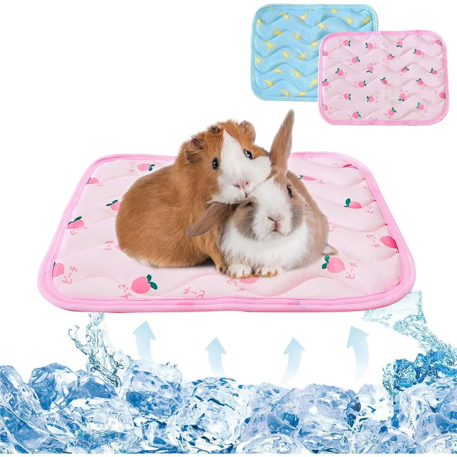 2Pcs Small Animal Cooling Mat, Breathable Guinea Pig Rabbit Cool Pad, Self-Cooling Bed Blanket for Bunny Hedgehog Hamster, Summer Hot Day, 15.8x11.8in(Gift)