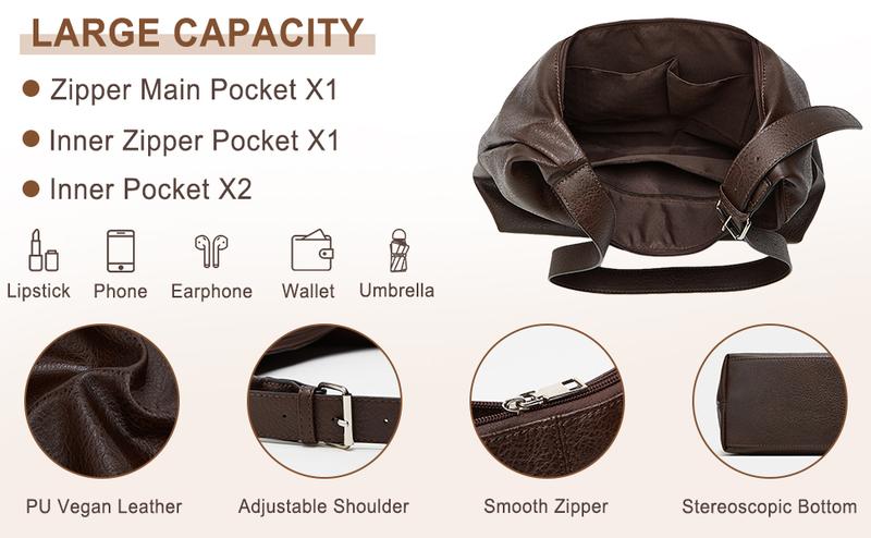 Slouchy Tote Bags for Women Retro Vegan Leather Shoulder Crossbody Bag Faux Leather Handbag Purse Satchel Soft Leather Bag Slouchy Tote Bags for Women Retro Vegan Leather Shoulder Crossbody Bag Faux Leather Handbag Purse Satchel Soft Leather Bag