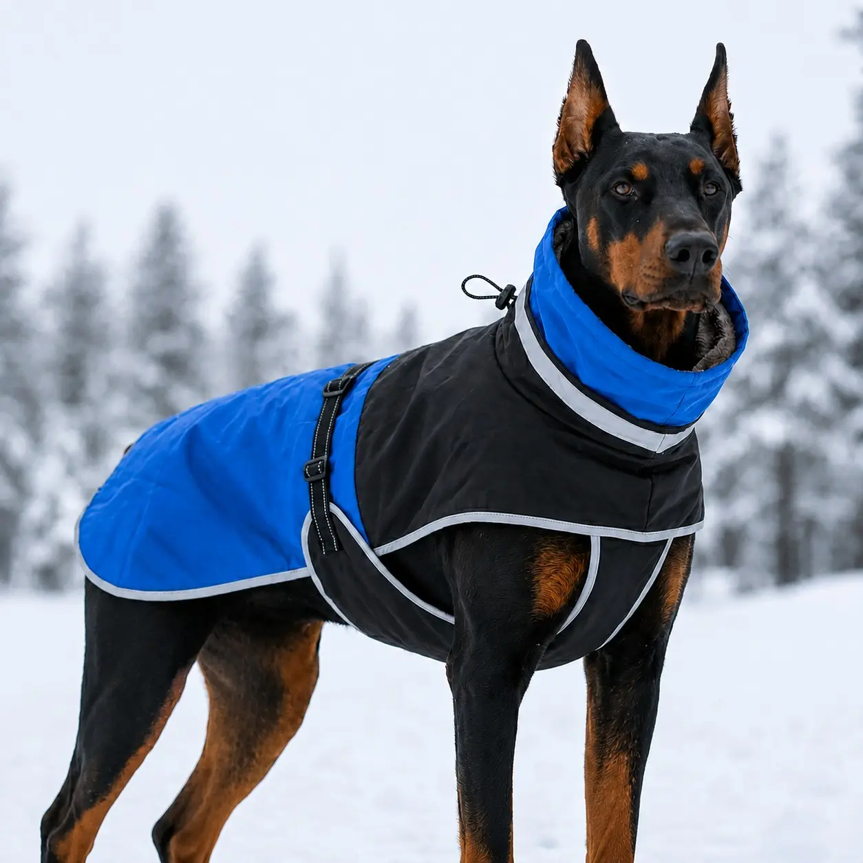 Koogal Waterproof Winter Dog Coat, Reflective Round Neck Fleece Jacket, Snow-Proof Pet Clothing for Large Dogs, Cold Weather Gear