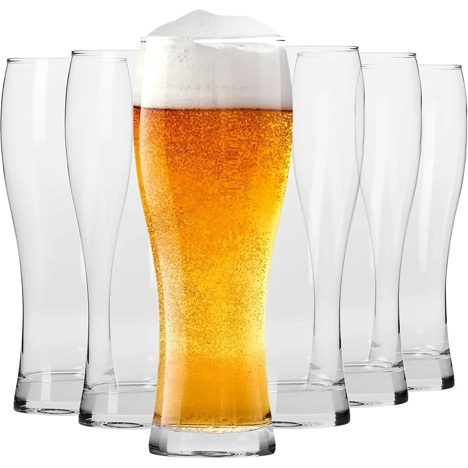 Chill Beer Glasses Set of 6 – 16.9 oz Pint Glasses (21.3 oz Total), Tall Beer Glasses for Lager, IPA, APA & Craft Beer, Clear Drinking Glasses, Dishwasher Safe, Made in Europe