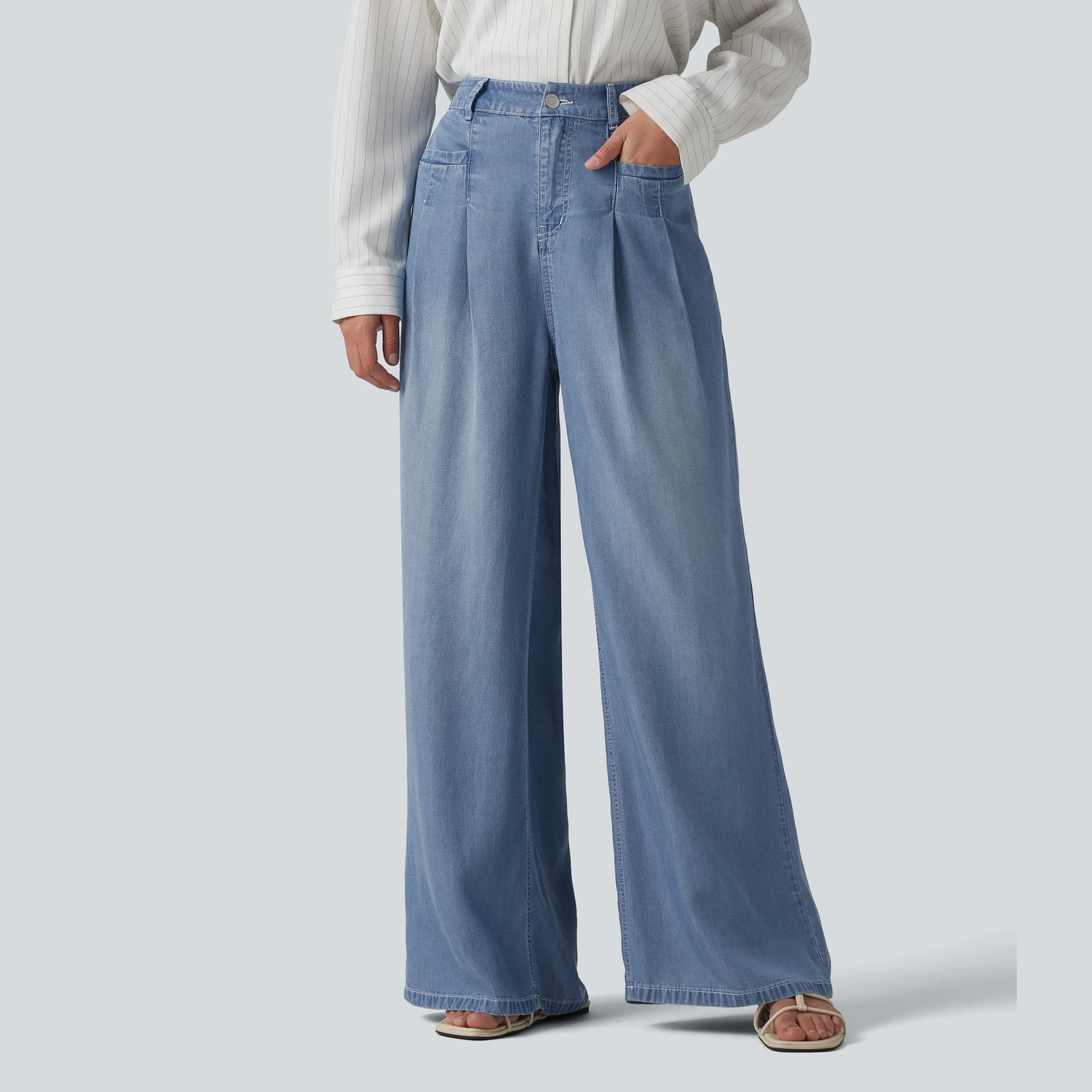 Halara High Waisted Wide Leg Casual Jeans with Pockets