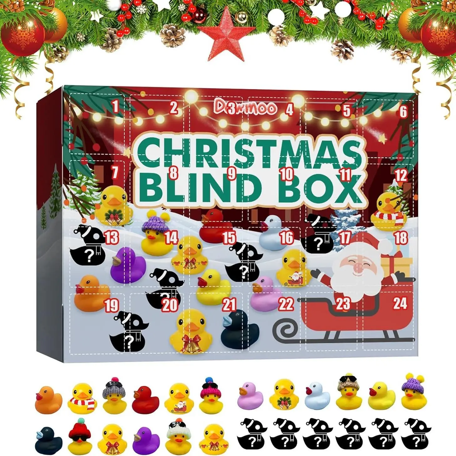Christmas Blind Box, 1 Box Random Mini Duck Design Blind Box, Party Gift Set for Friends, Party Favors for Christmas, Party Supplies, Christmas Advent Calendar