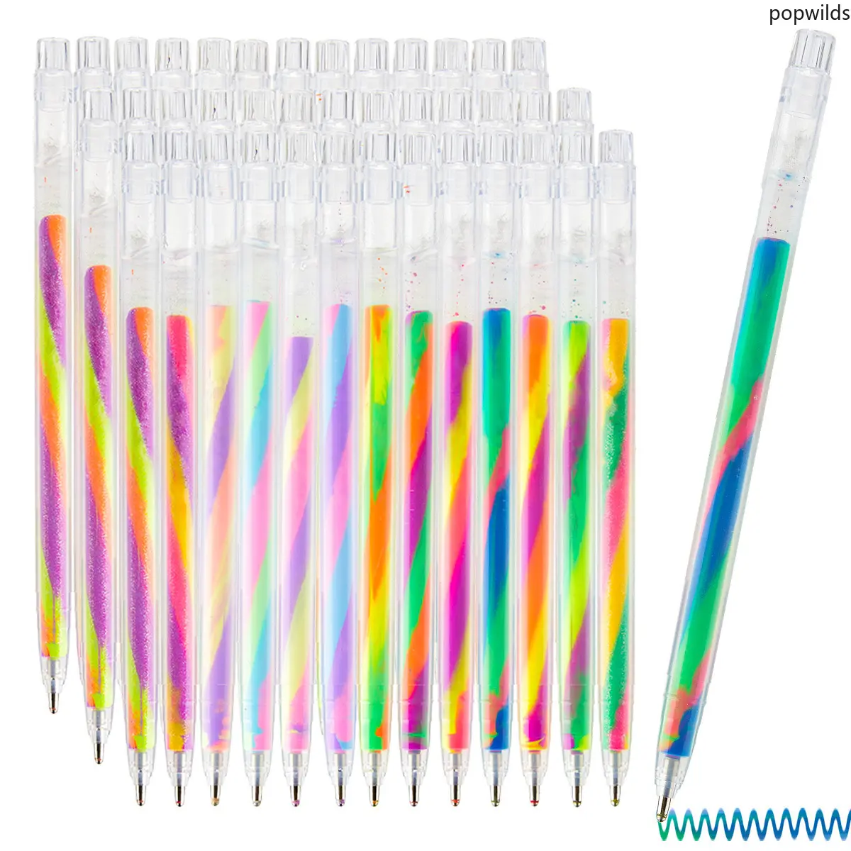 3‑Color Gradient Rainbow Pen, High‑Aesthetic Dream Spiral DIY Drawing Glitter Pastel Pen 1.2mm for Students