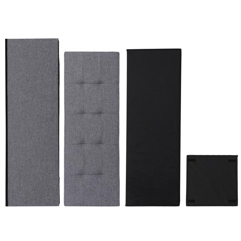 ZENY 43-inch Folding Storage Ottoman Bench Linen Footrest Padded Seat 660lbs Capacity, Gray