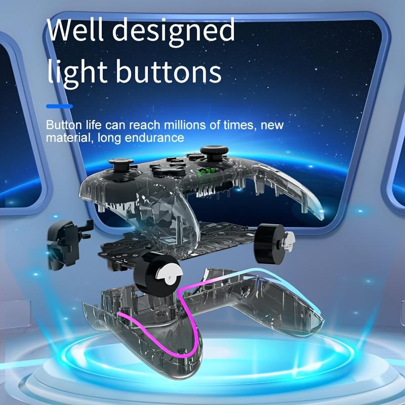 Wireless Arcade Game Controller/Suitable for Switch/RGB Gaming Lights/Fully Transparent Design/Six-Axis Gyroscope/One-Button Wake-Up