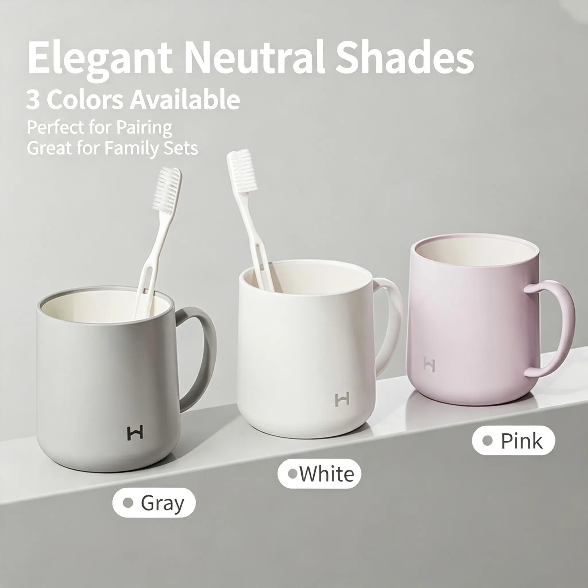 Brush Cup with Handle, High-End Couple Toothbrush Cups, Simple Design, Creative Dental Accessories, Home Use Mouthwash Cup