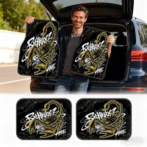 4pcs/5pcs Car Floor & Trunk Mats, Multiple Specifications,, Graffiti Scorpion Design, Fit 95% Vehicles (Trucks/Sedans/SUVs), Stylish Interior Protection, Ideal Festival/Thanksgiving Gift