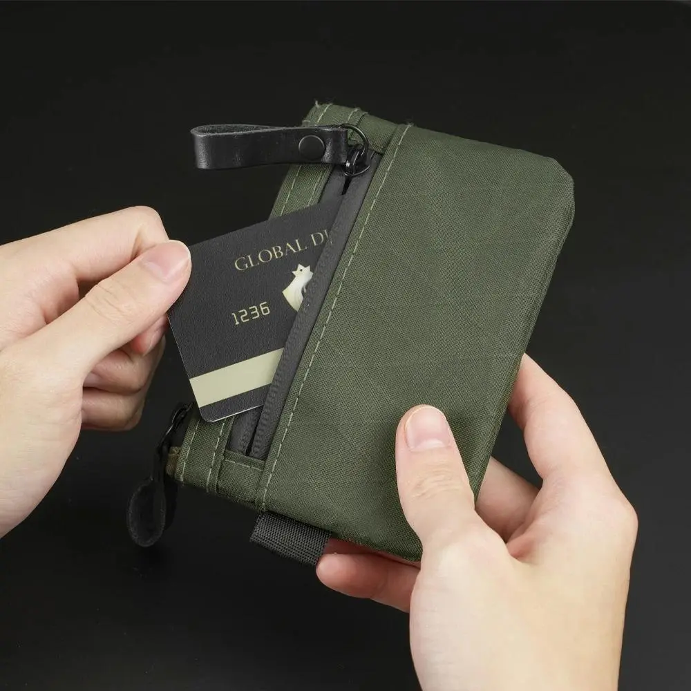 Minimalist Plain X-Pac Polyester RFID Card Holder, Weatherproof Zip Pouch for Men with Coin Pocket, Lightweight for Daily Use & Travel, Coin Holder