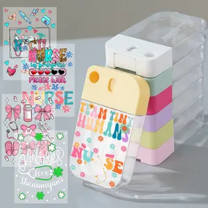Set of 5 Spray Bottles And 5 DTF Wrap Stickers, Perfect for Projects, These Empty Perfume Containers Are Ideal for Hand Sanitizer, Cosmetics, Travel, Gym, And Home Applications