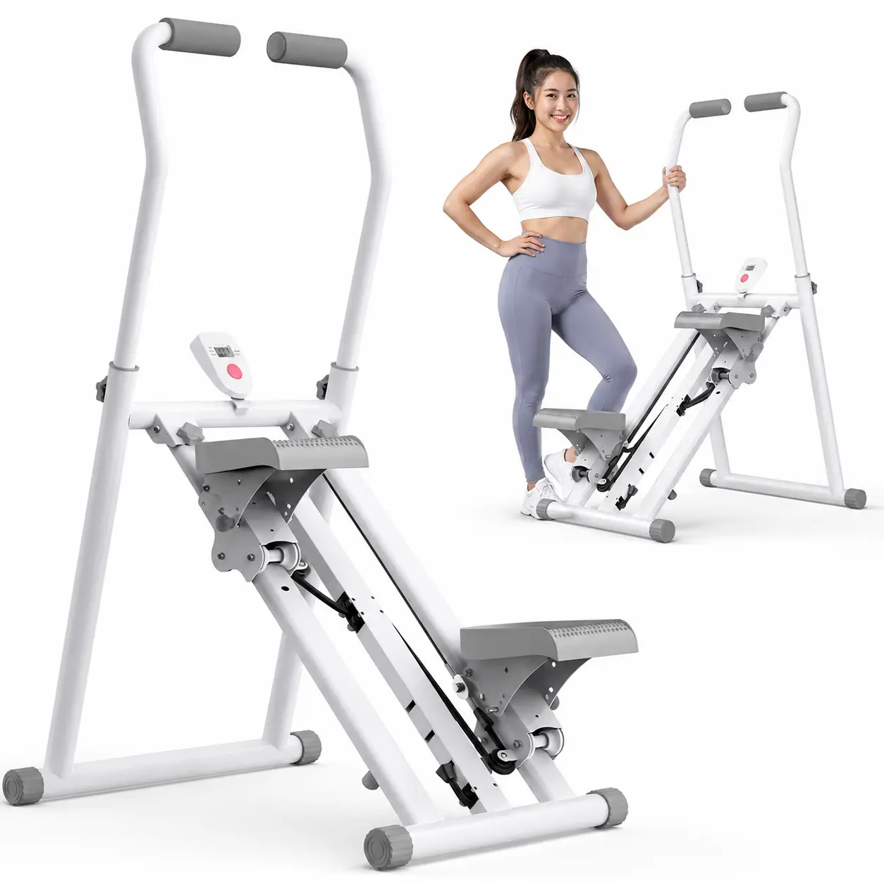 Unisex Folding Climber - Compact Space-Saving Silent Aerobic Exercise Machine with LCD Display for Home Gym, Folding Frame