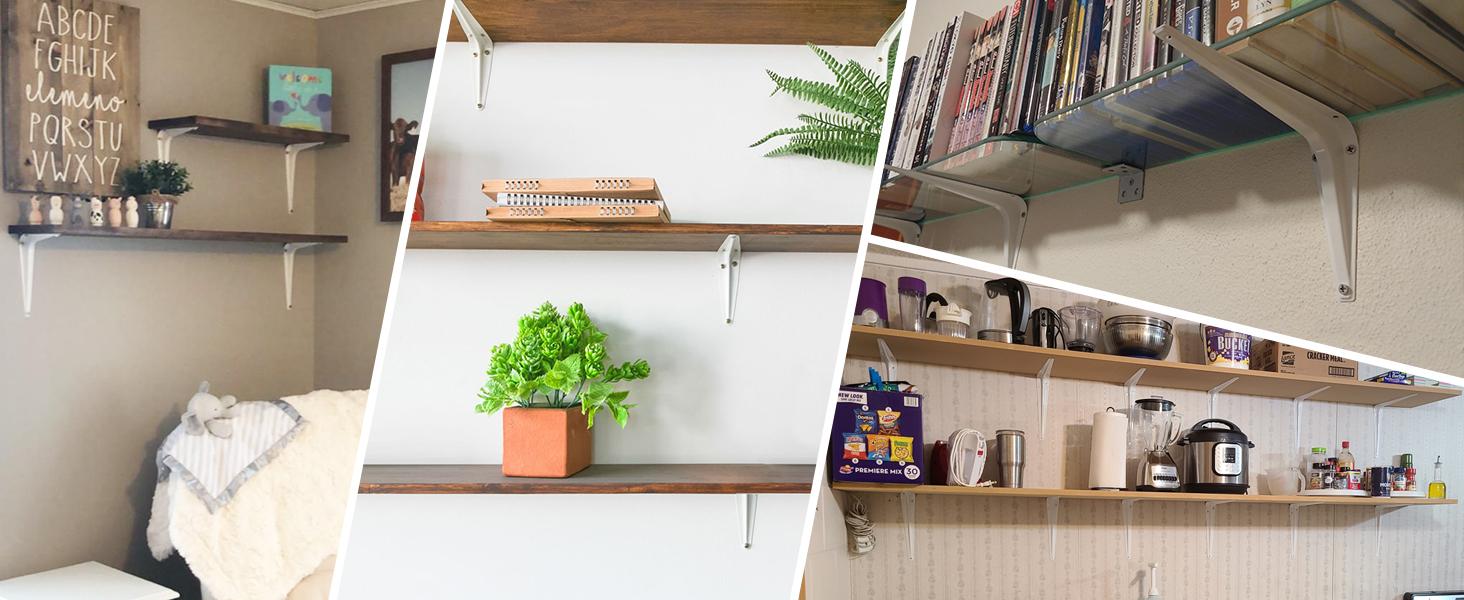 Shelf Brackets, White 10*8 in Heavy-Duty L Bracket 10 PCS, Metal Angle Bracket Used for Suspension Rustic Farmhouse Decoration