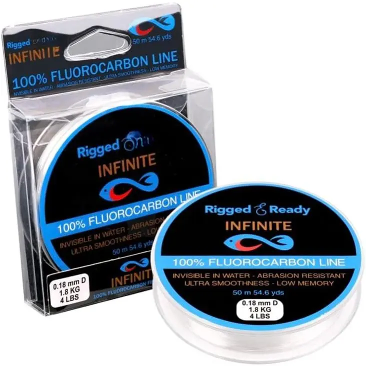 Infinite Fluorocarbon  Line Leader, 50m 54.6y | Virtually Invisible Fluorocarbon= Bites, 4/8/12/16lb, 1.8/3.6/5.5/7.5kg Options, Ideal for Saltwater  Freshwater