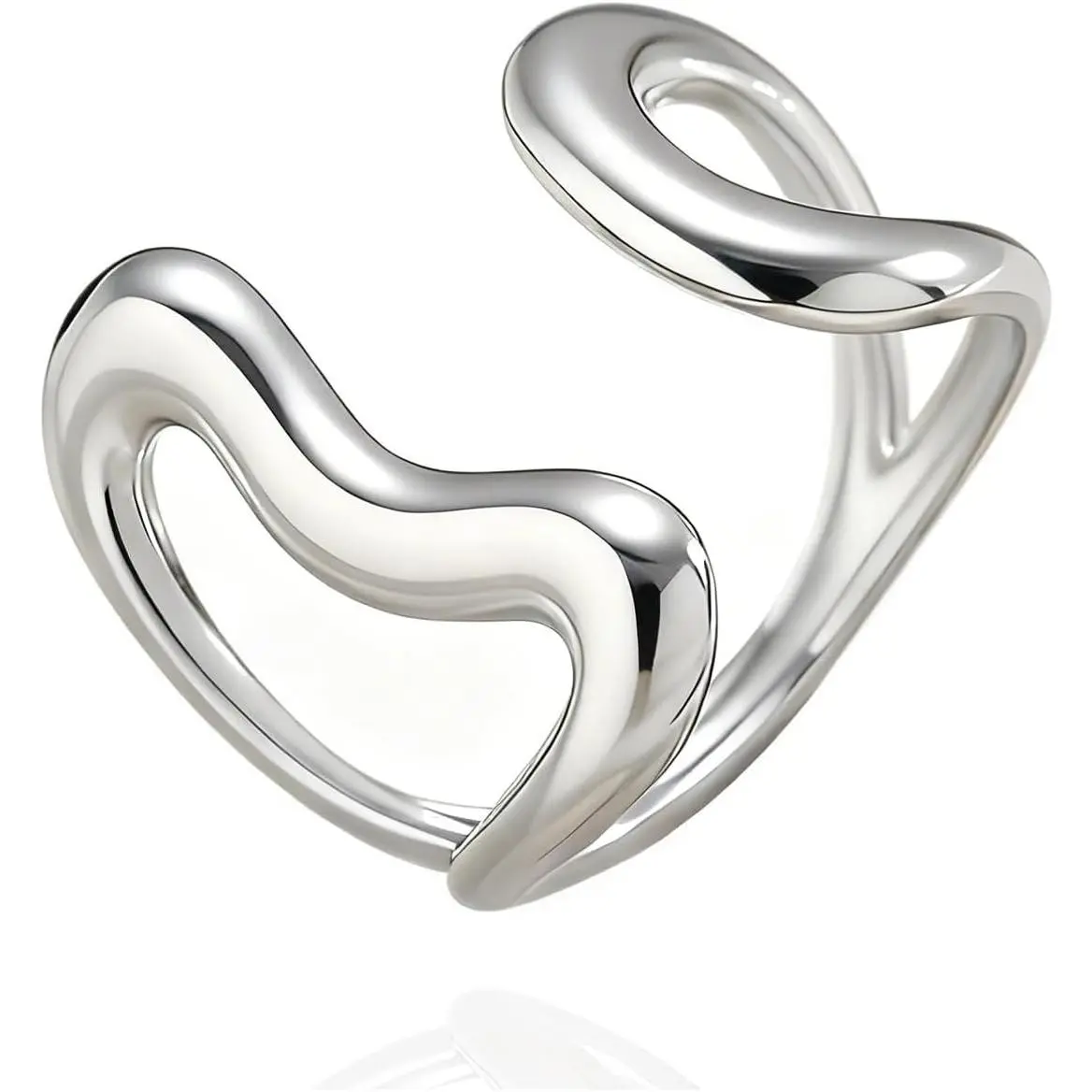 Thumb Rings for Women Non Tarnish, Chunky Rings for Women  Wavy   Cool Ring Adjustable Dainty Stainless Steel Christmas Birthday
