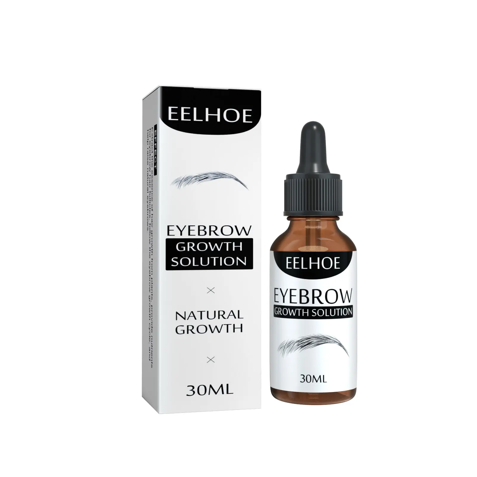 EELHOE Ginseng Blend Eyebrow Liquid, Brush-On Dark Eyebrow Repair Treatment, Hydrating Mild Moisturizing Oil for Thicker Brows, Hydrate, Natural Look, Ginseng Mix, Thickens Brows