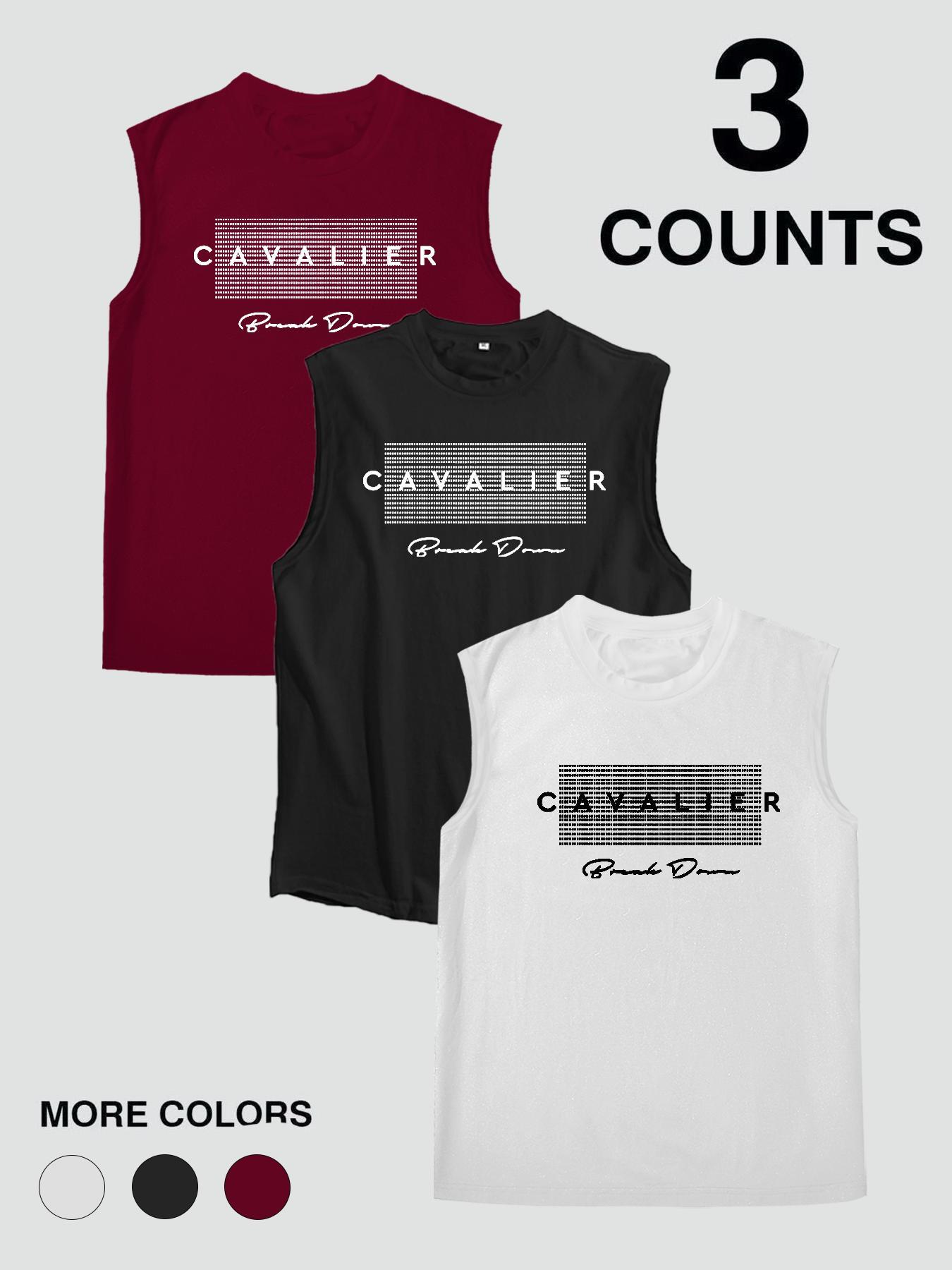 Men's Letter Print Tank Top, Casual Sleeveless Top for Summer, Fashion Men's Top for Daily Wear, Vests, Workout Tank Tops