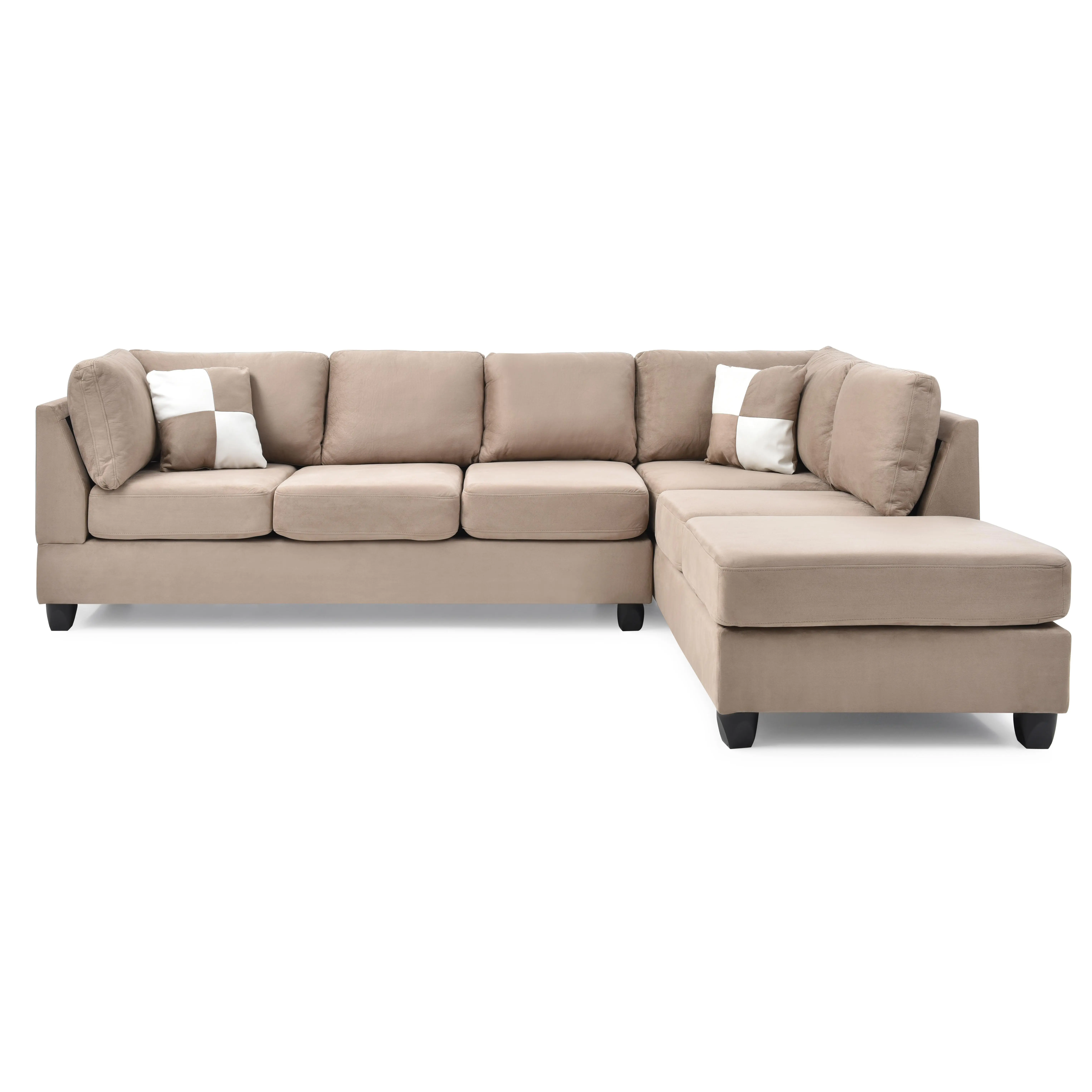 ARCH Malone Sectional Sofa Mocha 3-Piece Modular Couch Set for Living Room, Upholstered L-Shape Sectional with Ottoman, Modern Family Room Seating, Easy Assembly, 3 Boxes, Living Room Furniture for Apartment, Lounge, Family Room, Sofa Couch Seating
