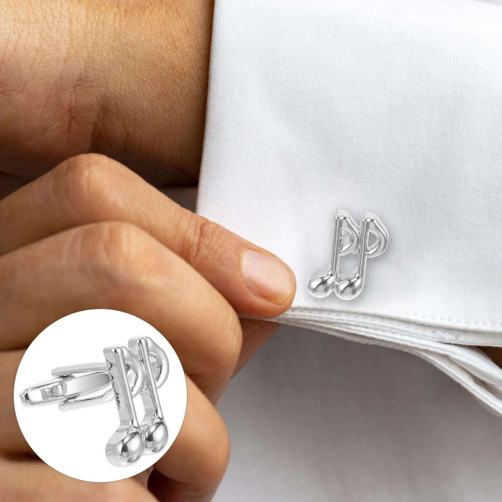 1 Pair Musical Note Cufflinks Alloy Shirt Sleeve Cuff Buttons Decorative Clothing Accessories Suit Studs Replacement Buttons For