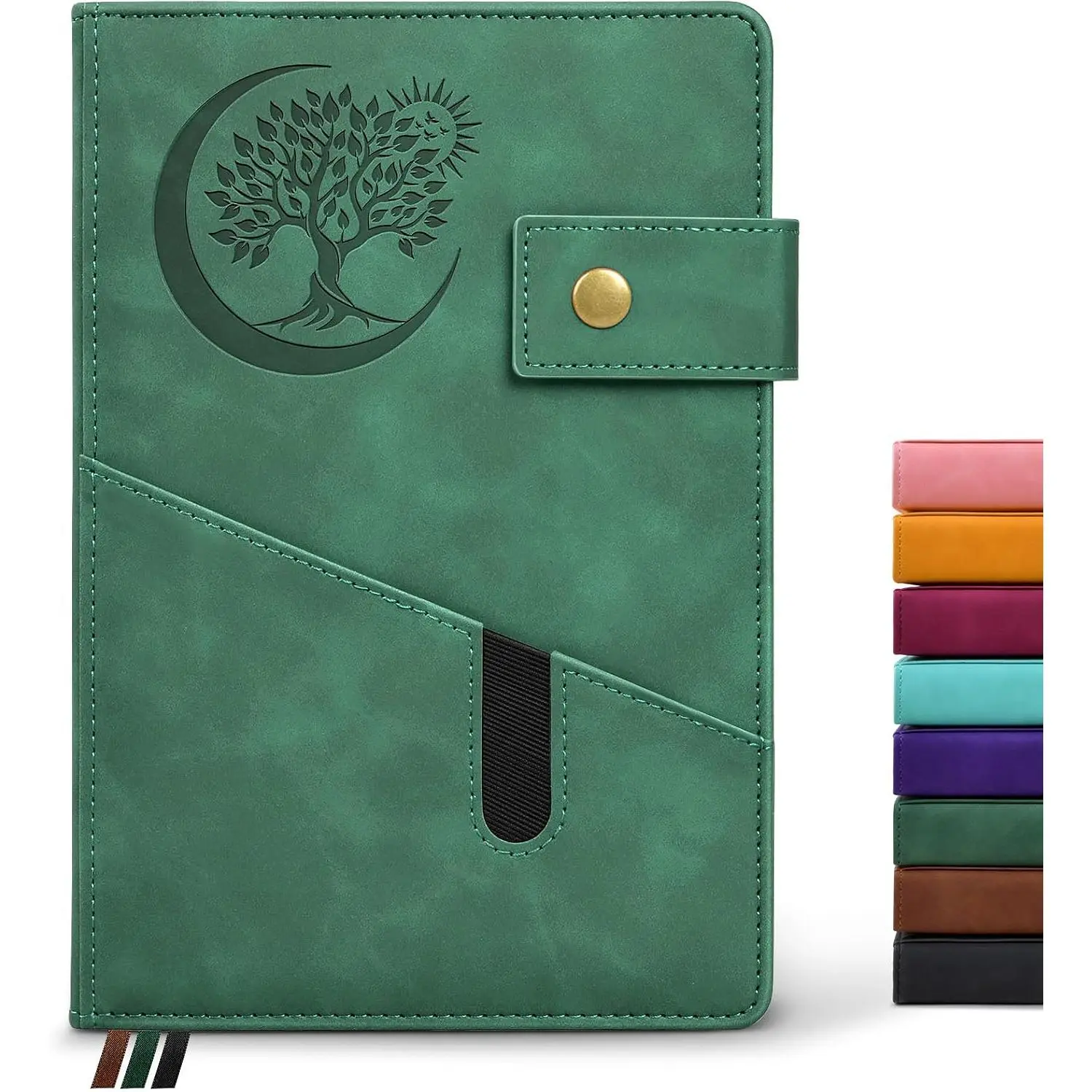 Blank Journal Notebook, A5 Hardcover Leather Sketchbook with 200 Pages Thick Blank Paper for Men Women, Unlined Drawing & Writing Journal, 5.9" x 8.4" Plain Notebook (green)