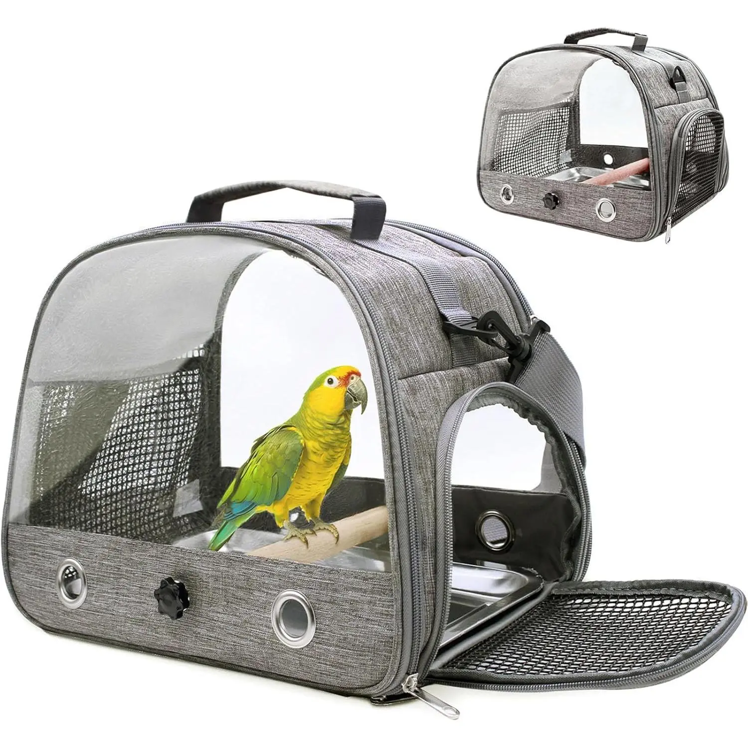Portable Breathable Bird Travel Carrier Backpack with Perch, Parakeet Parrot Travel Cage Bag for Small Pets