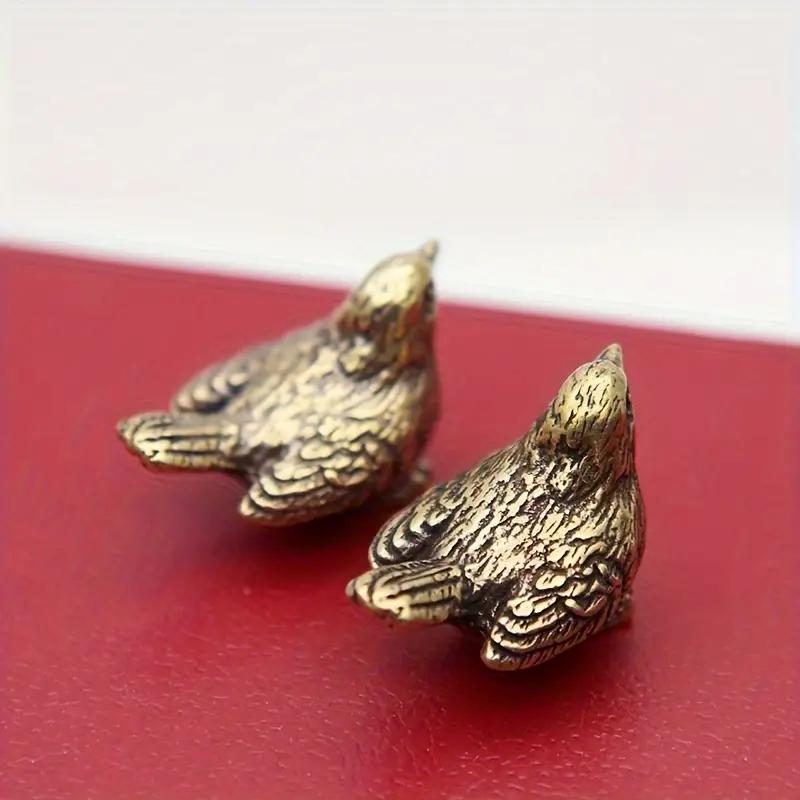 Solid Brass Sparrow Figurine Exquisitely Detailed Bird Craft Vintage Tea Pet Ornament Suitable For Indoor And Outdoor Display Ideal Decor For Tea Table Home And Office With Classic Metal Artistry