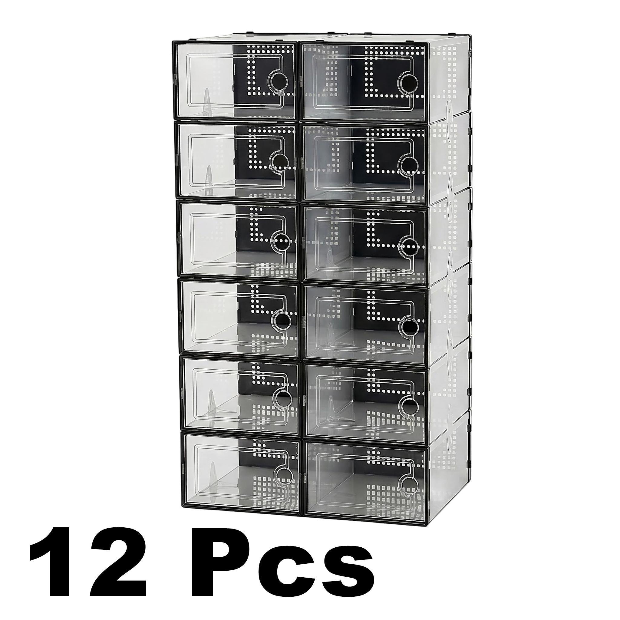 12/24/36 Pcs X-Large Clear Shoe Storage Boxes, Stackable Plastic Organizers for Closet, Fits US Size 11 Sneakers, Space Saving Container for Entryway, Alternative to Shoe Rack & Drawer Unit