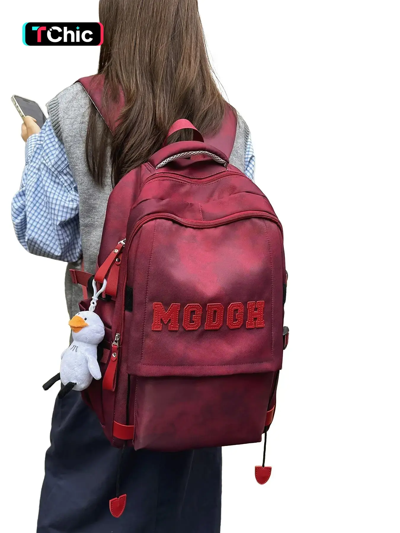 Unisex Alphabet Embroidered Backpack Batik-Style Large Capacity Student Bag Versatile Commuter & Travel Backpack School Backpacks