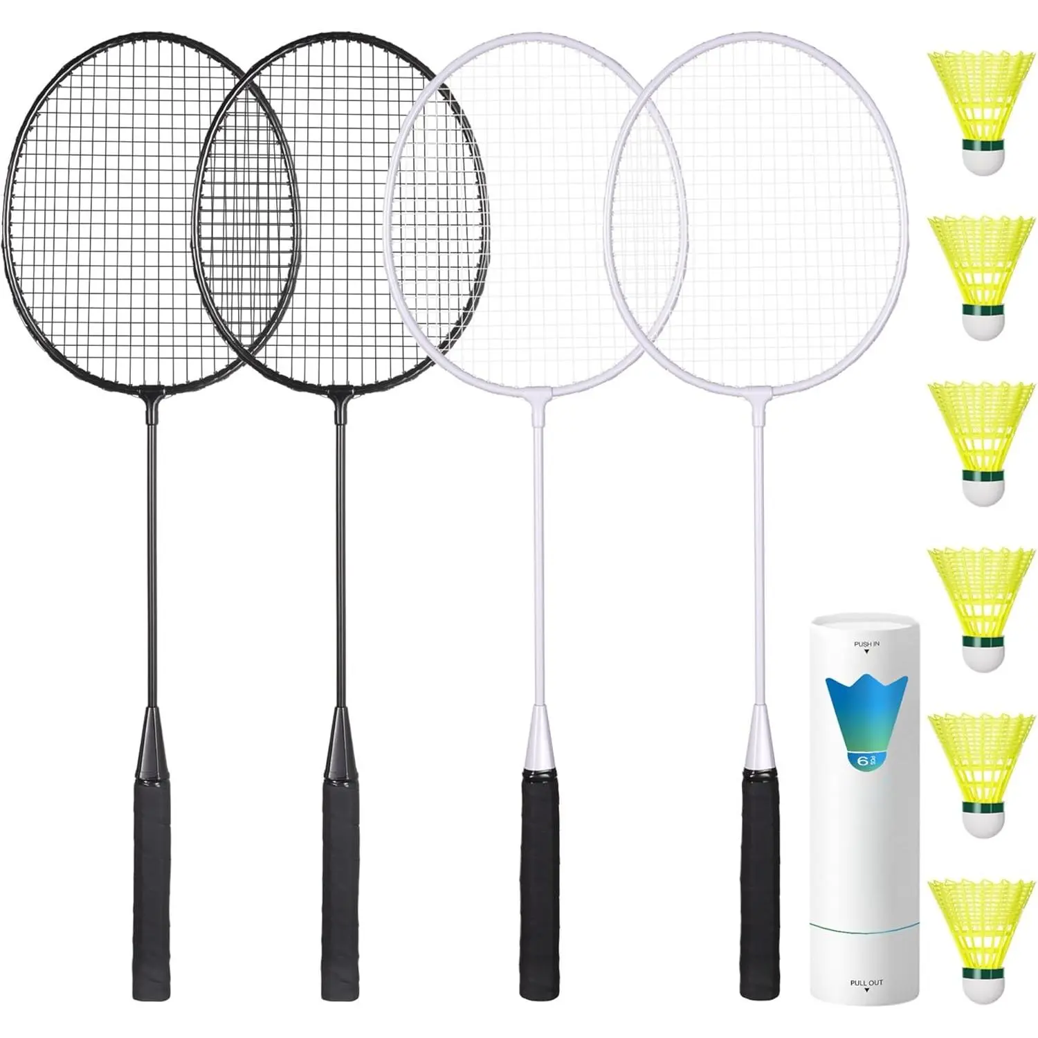 Badminton Rackets Set of for Outdoor Backyard Games, Including  Rackets,  Nylon Badminton Shuttlecocks, Lightweight Badminton for Beginners