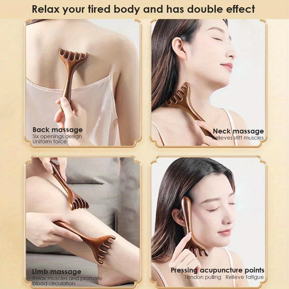 Six-Claw Scalp Massager Gua Sha Tool Back Scratcher Spa Handheld Meridian Massage Comb Hair Care